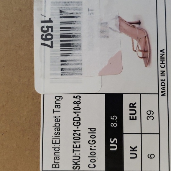 Elisabet Tang Gold Lace Up Square Open Toe Thong 4 inch Heeled SanDals Size 8.5 - Picture 7 of 12